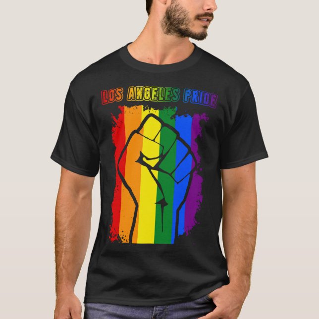 Los Angeles LGBT Pride Month LGBTQ Rainbow Flag T-Shirt (Vorderseite)
