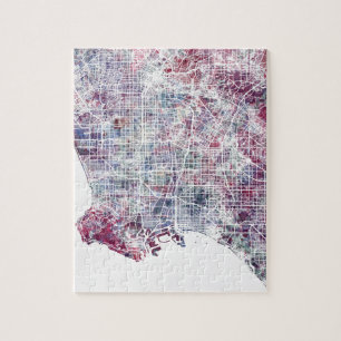 Los Angeles map California watercolor painting Puzzle