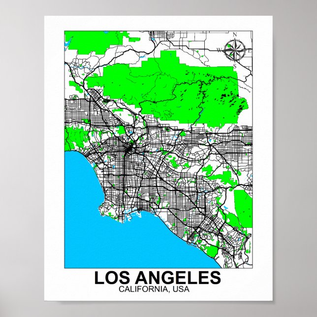 Los Angeles Map Poster (Vorne)