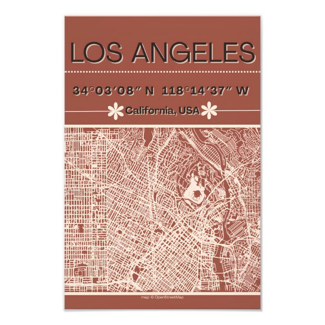 Los Angeles Minimal City Map Poster (Vorne)