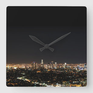 Los Angeles-Nacht Quadratische Wanduhr
