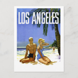 Los Angeles, Paar am Strand, vintage Postkarte