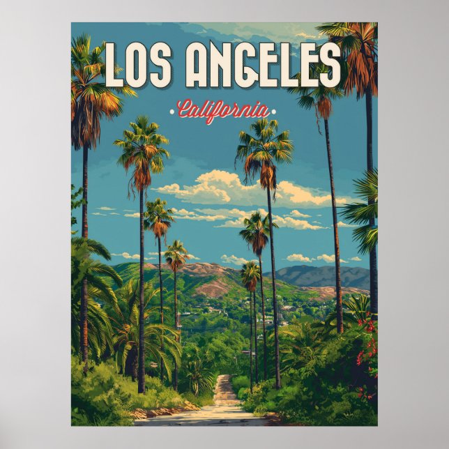 Los Angeles Palm Tree Vintage Travel Poster (Vorne)