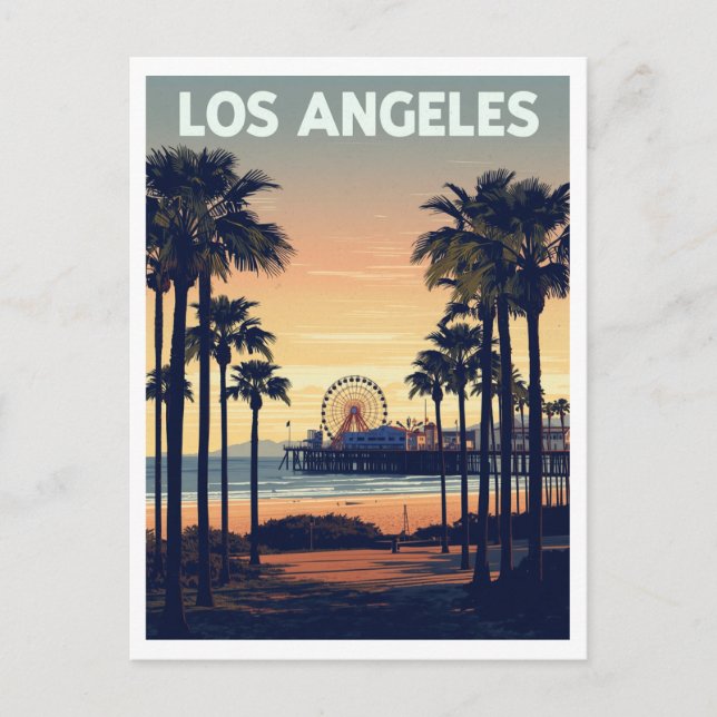 Los Angeles Palm Trees and Santa Monica Pier Postkarte (Vorderseite)