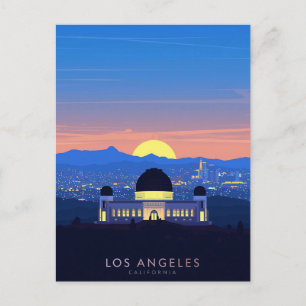 Los Angeles Palmbaum-Sonnenuntergang-Grafik Postkarte