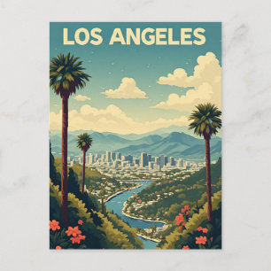 Los Angeles Palmen Skyline Reise Erinnerungen Postkarte