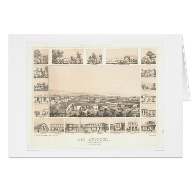 Los Angeles, panoramische Karte 1857 (0903A) CA (Vorderseite (Horizontal))