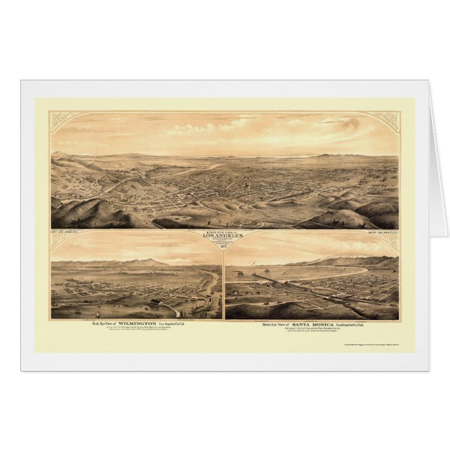 Los Angeles, panoramische Karte CAs - 1877 (Vorderseite (Horizontal))