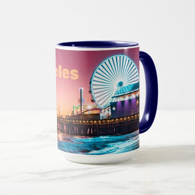 Los Angeles Pink & Blue Sunset Santa Monica Pier Tasse (VorderseiteRechts)