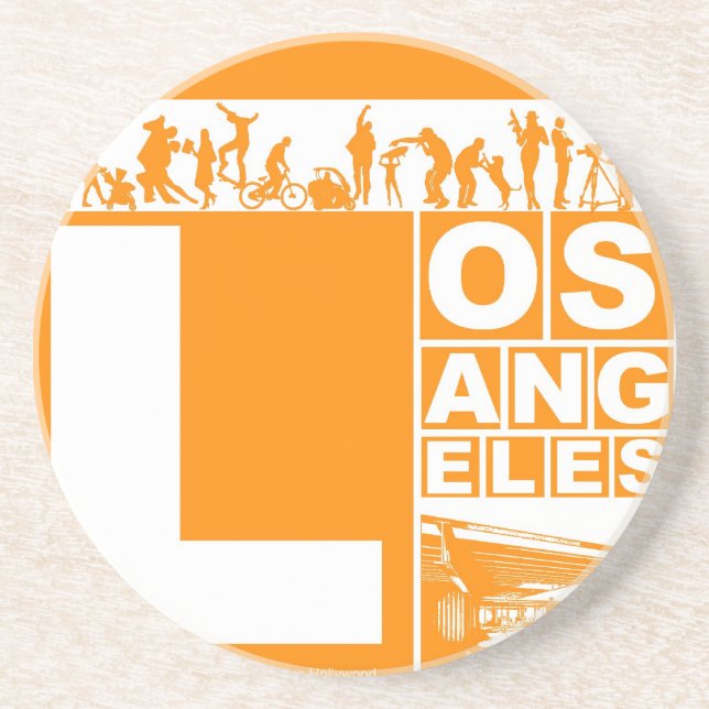 Los Angeles-Plakat in der orange Farbe Untersetzer (Vorne)