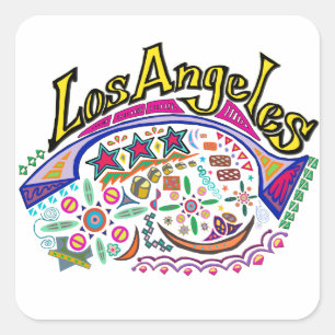 "Los Angeles Playful"-Stickers Quadratischer Aufkleber