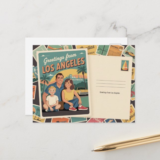 Los Angeles Postkarte (Vorderseite/Rückseite Beispiel)