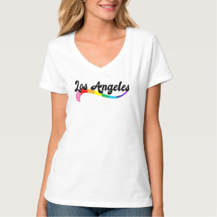 Los Angeles Retro-Regenbogen-Schriftzug Geburtstag T-Shirt