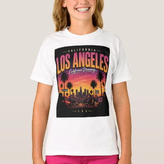 Los Angeles Retro-Sonnenuntergang-Skyline Californ T-Shirt
