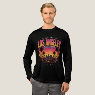 Los Angeles Retro-Sonnenuntergang-Skyline Californ Tri-Blend Shirt