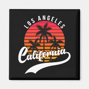 Los Angeles Retro Sonnenuntergang Und Palmen Magne Magnet