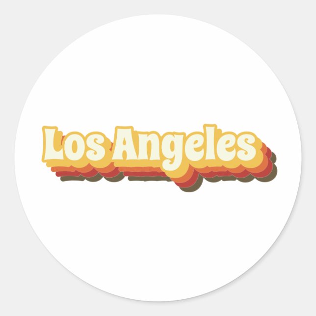 Los Angeles Retro Vintager Text Runder Aufkleber (Vorderseite)