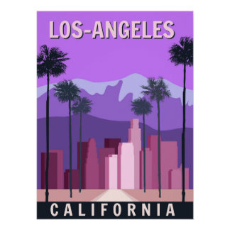 Los Angeles Retroplakat, Innenstadt, Stadtansicht Poster