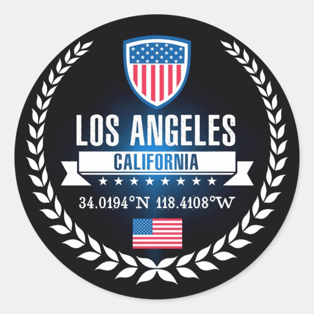 Los Angeles Runder Aufkleber (Vorderseite)