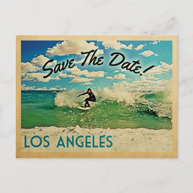 Los Angeles Save the Date California Surfing Ankündigungspostkarte (Vorderseite)