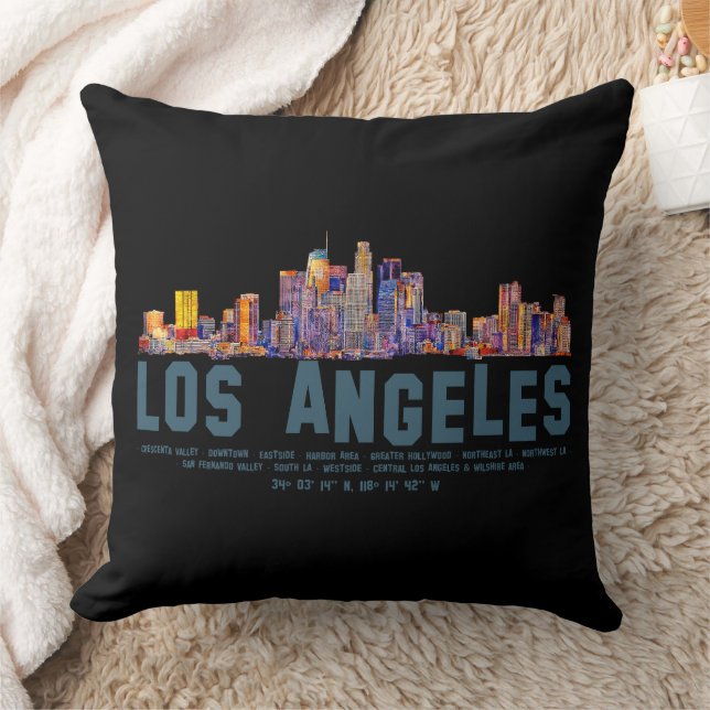 Los Angeles Skyline. Bereichsnamen und Koordinaten Kissen (Decke)