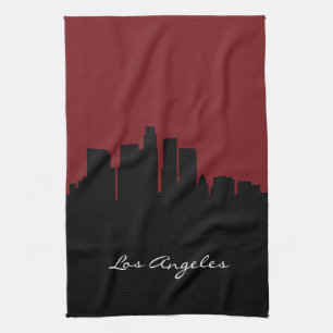 Los Angeles Skyline  Dunkelrot Handtuch