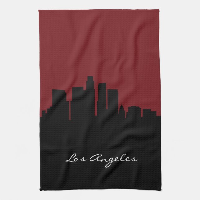 Los Angeles Skyline| Dunkelrot Handtuch (Vertikal)