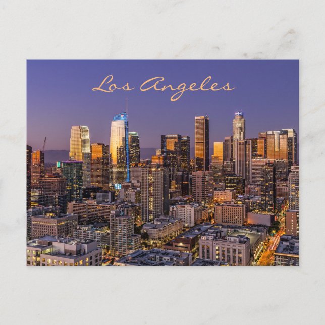 Los Angeles Skyline - Goldenes Licht Postkarte (Vorderseite)