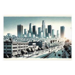 Los Angeles Skyline   Künstlerische Rendering Wall Fotodruck