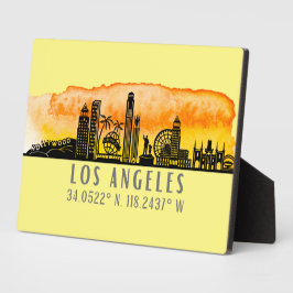 Los Angeles Skyline Latitude und Länge Fotoplatte