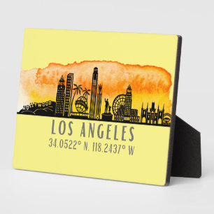 Los Angeles Skyline Latitude und Länge Fotoplatte