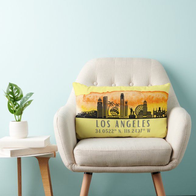Los Angeles Skyline Latitude und Länge Lendenkissen (Stuhl )
