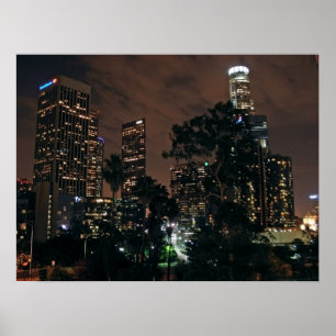 Los Angeles Skyline nach Nacht Poster