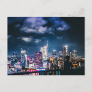 Los Angeles Skyline Night Sky Feiertagspostkarte