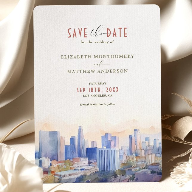 Los Angeles Skyline Save the Date Zielort Einladung (Von Creator hochgeladen)