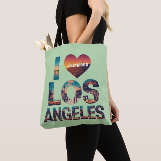 Los Angeles Skyline Sunset & Hollywood Typografie (Von Nahem)