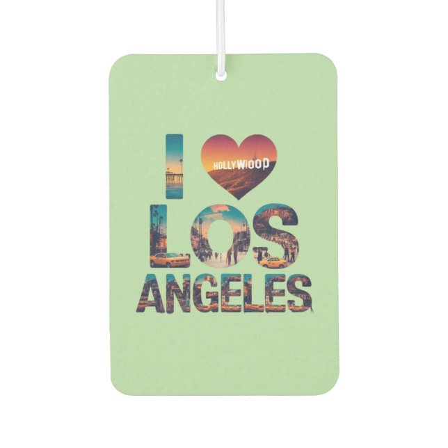 Los Angeles Skyline Sunset & Hollywood Typografie Autolufterfrischer (Vorderseite)