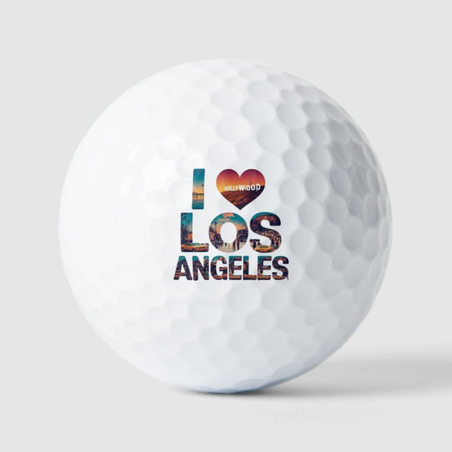 Los Angeles Skyline Sunset & Hollywood Typografie Golfball (Vorderseite)