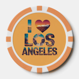 Los Angeles Skyline Sunset & Hollywood Typografie Pokerchips