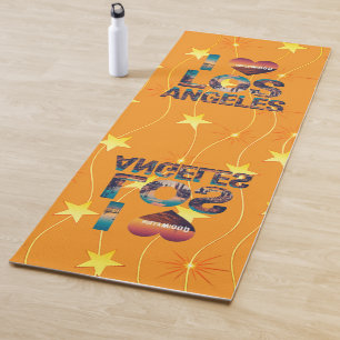 Los Angeles Skyline Sunset & Hollywood Typografie Yogamatte