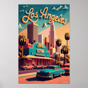 Los Angeles, Städte der Welt, Vintager Stil Poster