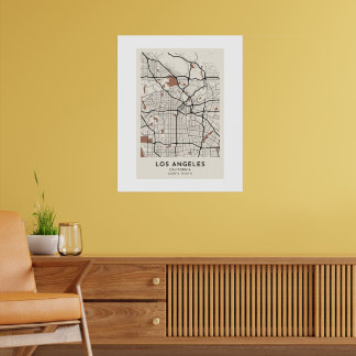 Los Angeles Stadtplanposter Minimalistisch Beige T Poster