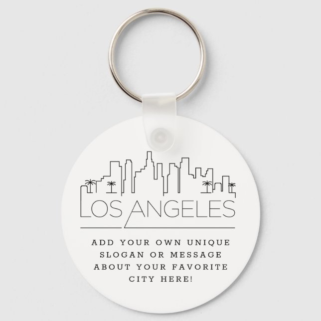 Los Angeles Stylized Skyline | Benutzerdefinierter Schlüsselanhänger (Vorderseite)