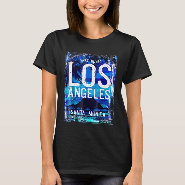 Los Angeles Sunset Boulevard Santa Monica Blue Tsh T-Shirt (Vorderseite)