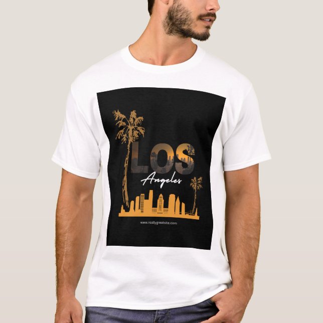 Los Angeles Sunset Skyline Design T-Shirt (Vorderseite)