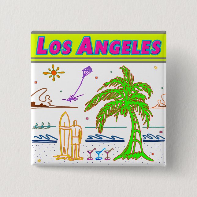 "Los Angeles" Surfer Beach Button (Vorderseite)