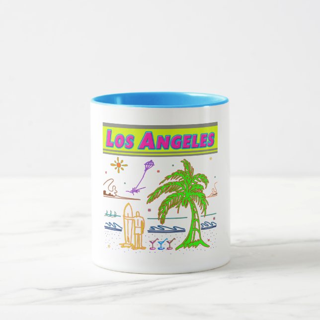 "Los Angeles" Surfer Beach Cup Tasse (Zentrum)
