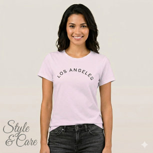 Los Angeles Textmarkierung Blassrosa Komfort Fit T-Shirt