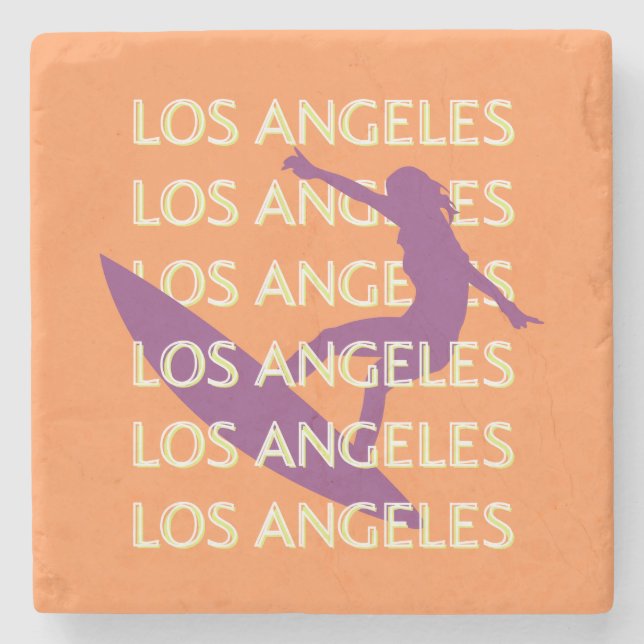 Los Angeles Travel Art, Kalifornien, Reisen, Orang Steinuntersetzer (Vorderseite)