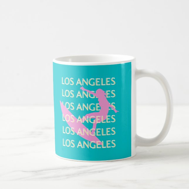 Los Angeles Travel Art, Kalifornien, Surfliebhaber Kaffeetasse (Rechts)